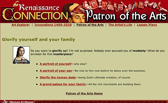 Figure 2: Screenshot from Be a Patron of the Arts